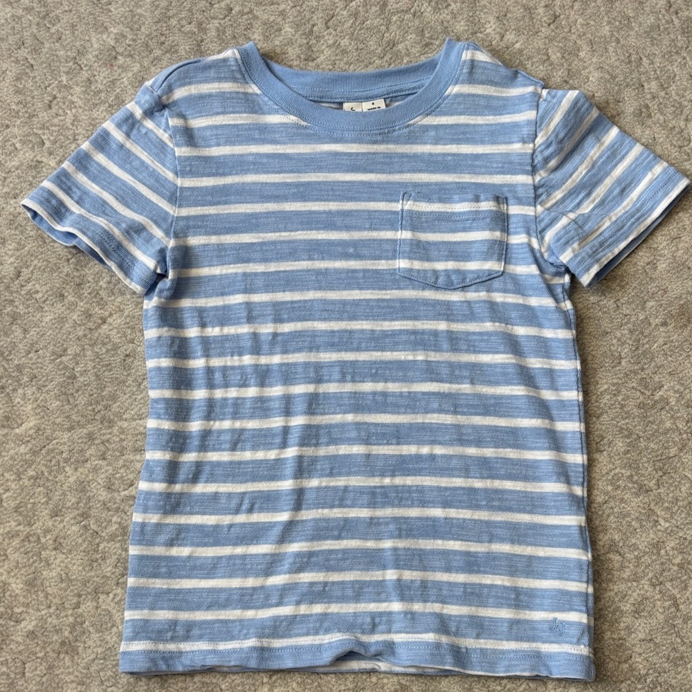 Janie and Jack Blue and White Striped Short Sleeve Tee